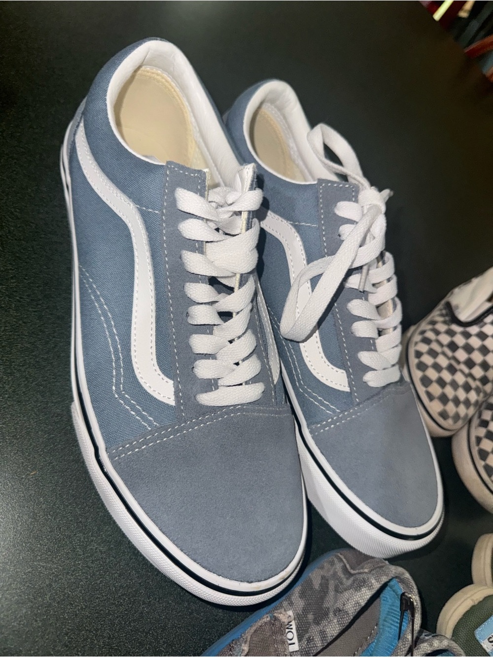 Vans Old Skool Low-Top Sneakers in Slate Blue and White